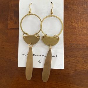 “To the Moon and Back” long brass earrings